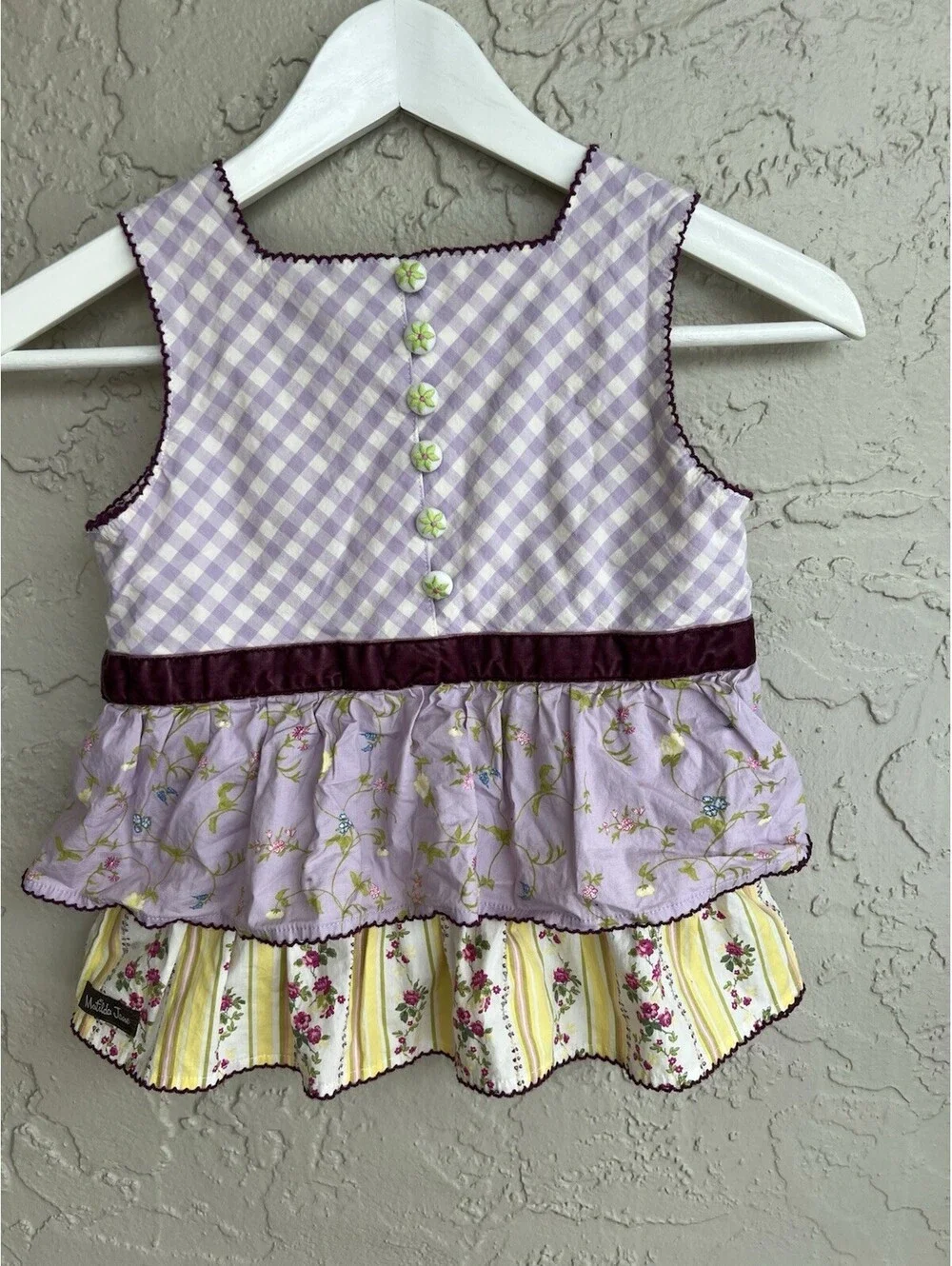 Matilda Jane Enchanted Garden Prudence Gingham Tunic Top Size 8